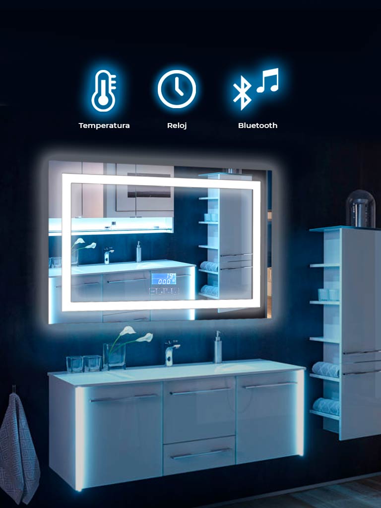 Espejos con LUZ LED y SISTEMA DE AUDIO BLUETOOTH. Espejos modernos con  tecnología para baños 2023. 