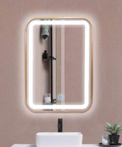 Espejo LED touch rectangular marco dorado 70cm