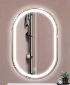 Espejo LED touch oval marco dorado 90cm