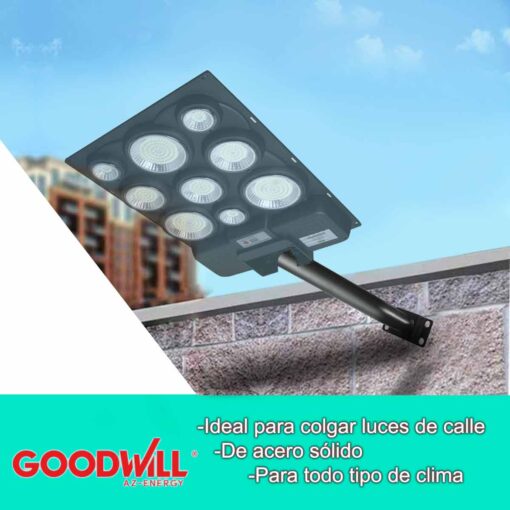 Luminaria LED con panel solar integrado rectangular 600W 28180